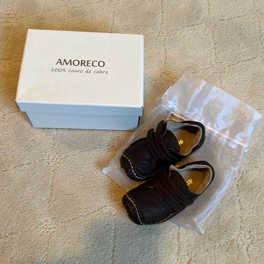 Amoreco Brand New baby ergonomic goat skin leather shoes